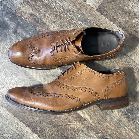 Cole Haan Wingtip Shoes Mens Size 11.5 Brown Leather Brogue Oxford Dress C12210 main image 7